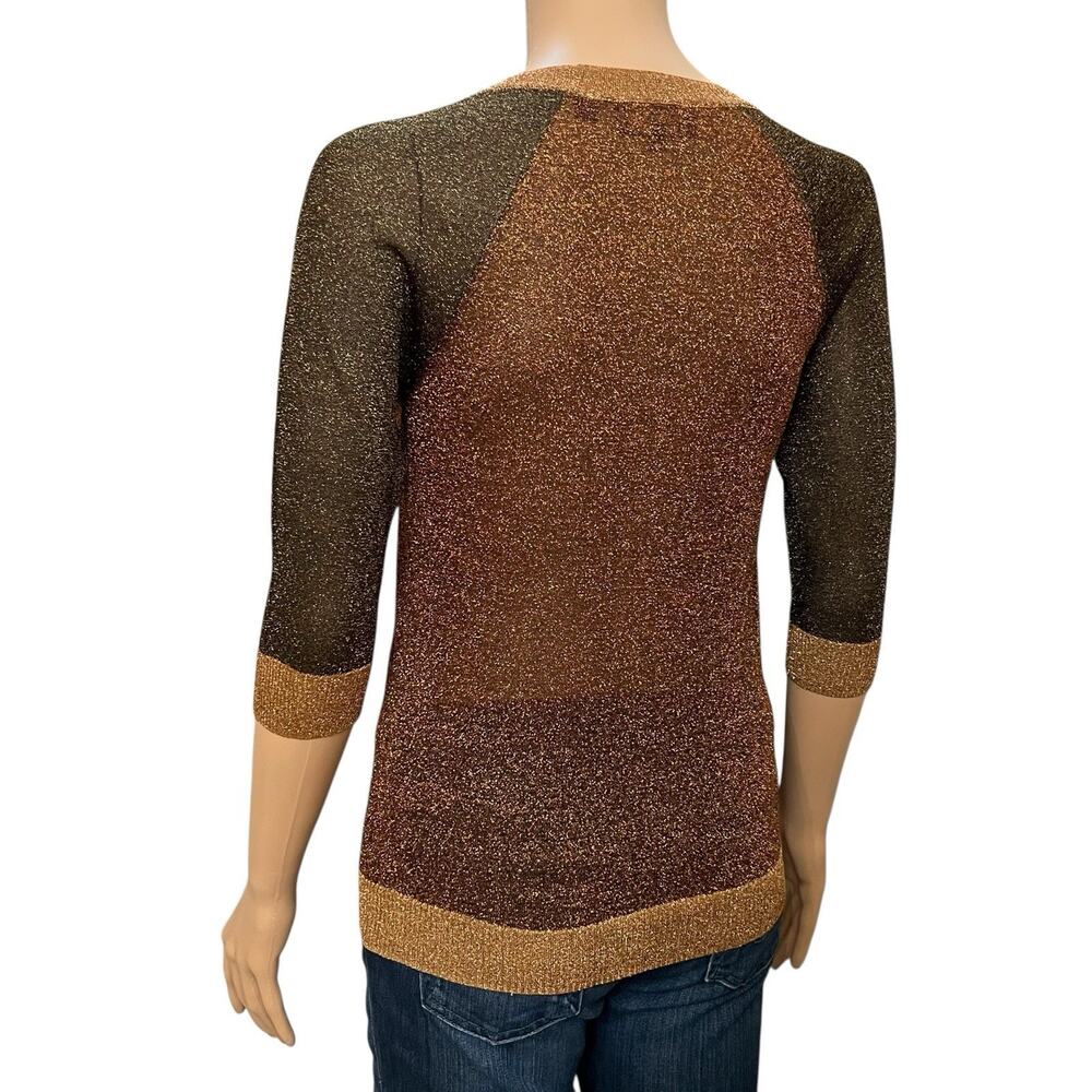 Ted Baker Colorblock Metallic Sweater Ted Size 1/Small/4 Lightweight Sparkly - Picture 3 of 9